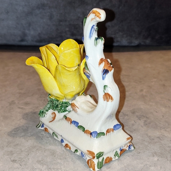 1950s BASSAŃO VICTORIAN FINE PORCELAIN CANDLE HOLDER HAND-PAINTED MADE IN ITALY - Picture 6 of 9